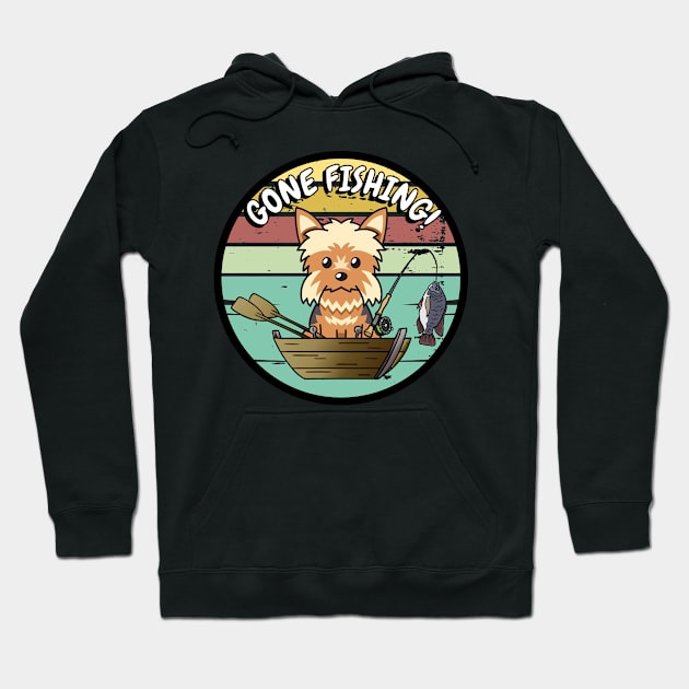 Cute yorkshire terrier dog has gone fishing Hoodie by Pet Station